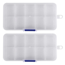2X 10 Compartment Plastic Storage Box Transparent for Pearl Pin Jewelry Tools Small Accessories