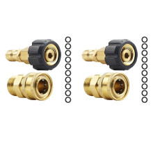 2X Pressure Washer Adapter Set, M22 14mm Swivel To M22 Metric Fitting,M22-14 Swivel + 3/8 Inch Plug,5000 PSI