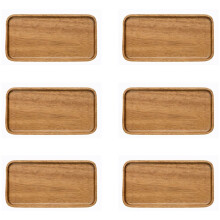 6X Plateau de Service En Acacia, Plaque de Fond Plate Rectangulaire En Bois Massif, Assiette de Fruits, Soucoupe, Plateau Ă ThĂ©, Assiette Ă