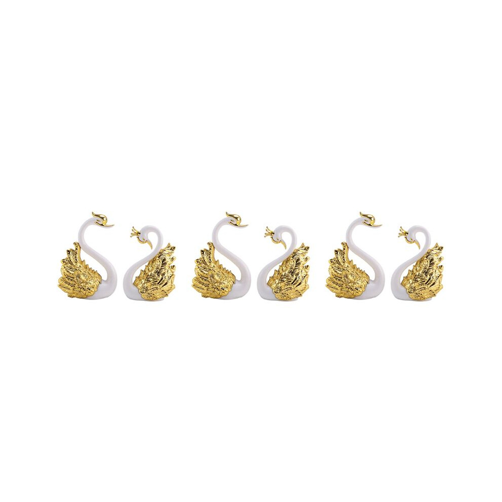 Semoic 6 Pieces Of Swan Ornaments Figurines,Swan Cake Decoration,Car Figurines Decoration,Home Wedding Christmas Decoration A