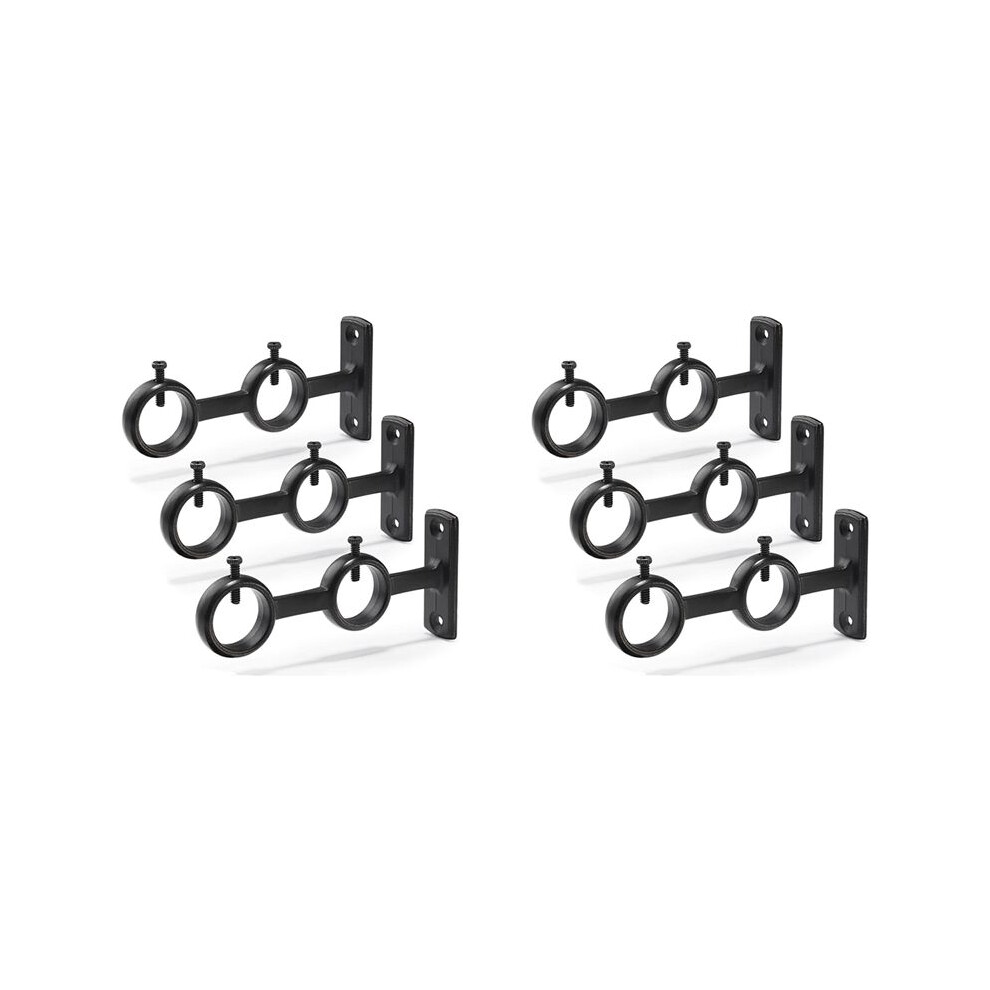 Curtain Rod Bracket, 6Pcs Double Curtain Rod Holder, Double Rod Brackets Hooks For Living Room Bedroom Curtain Rods 6031394984588