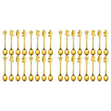 32Pcs Christmas Decorations for Home Stainless Xmas Coffee Spoons Dessert Spoon Tableware Kitchen New Year Gifts Gold