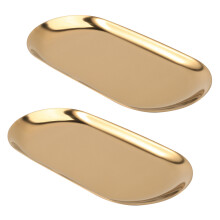 2X Metall Ablagefach Gold Oval punktiert Obstteller Kleinteile Schmuck Display Tray Spiegel