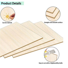 24 Pack Sheets 12 X 8 X 1/13 Inch Thin Plywood Wood Sheets Unfinished Wood Squares Boards Balsa Wood Sheets for Crafts