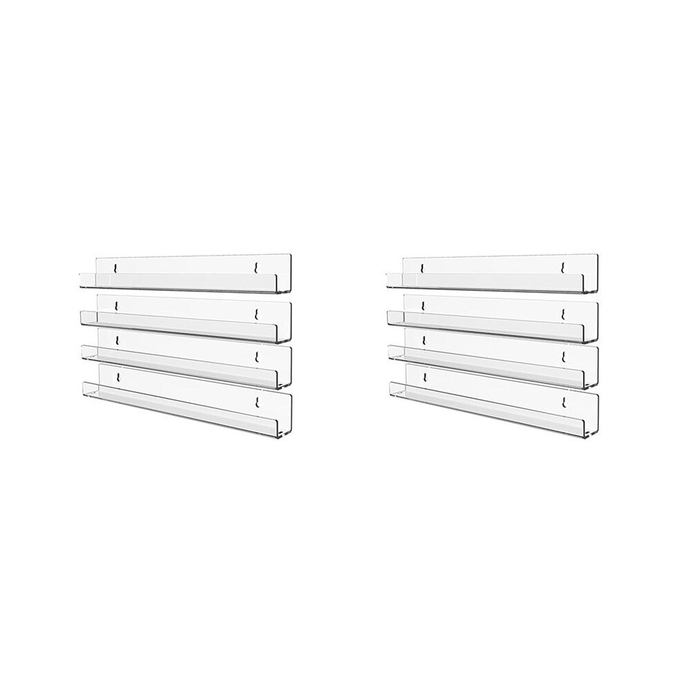 Typecat 8Pcs Acrylic Clear Floating Bookshelf,Invisible Wall Mounted Bookshelf,Modern Picture Display Toy Organizer Record Rack