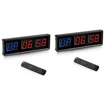 2X Gym Timer,LED Interval Timer Digital Countdown Wall Clock Fitness Timer,1.5Inch Digits Down/ Clock Stopwatch