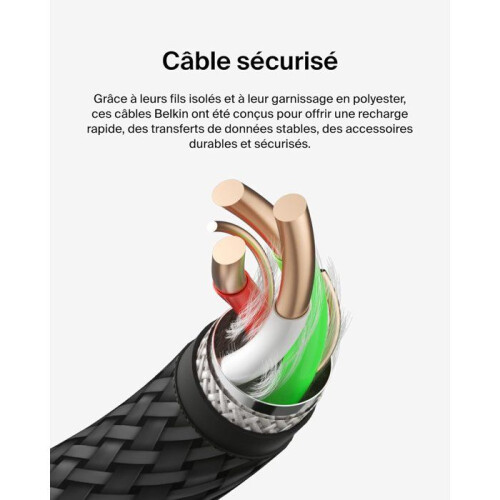 Belkin Cabo trançado - BELKIN - USB-C para USB-A - 2 m - Preto 1