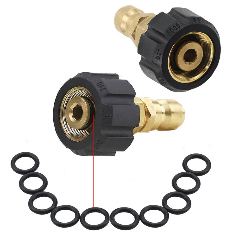 2X Pressure Washer Adapter Set, M22 14Mm Swivel To M22 Metric Fitting,M22-14 Swivel + 3/8 Inch Plug,5000 Psi 6034214814324