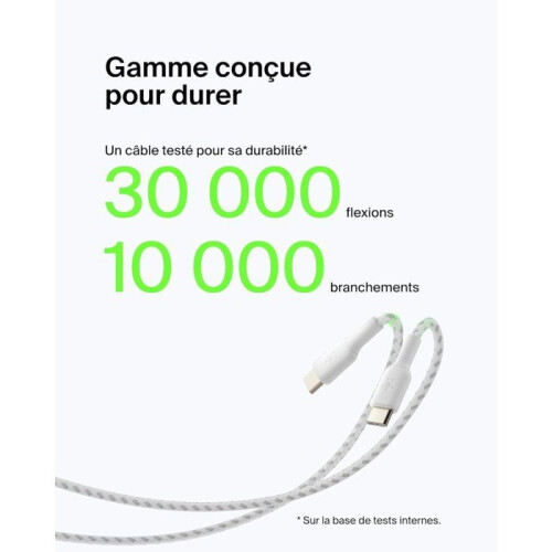 Belkin Cabo trançado - BELKIN - USB-C para USB-A - 0,15 m - Branco 2