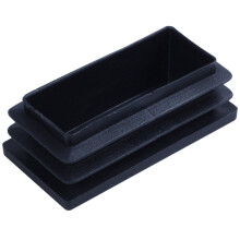 Plastic Rectangle Blanking End Tube Caps Inserts 25x50mm 90pcs Black