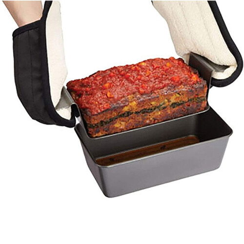 2X Assadeira de Bolo de Carne Saudável Profissional Chicago Metalizada de 12 Polegadas, Bandeja de Churrasco Retangular Antiaderente com Rack de 2
