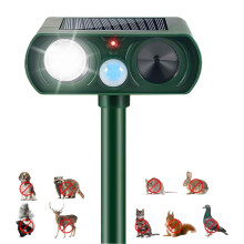 Ultrasonic Animal Repeller Solar Powered with Motion Sensor LED Flash Waterproof Outdoor Pest Deterrent