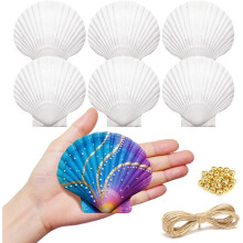 Scallop Shells for Crafts, with String and Beads,Suitable for DIY Painting, Crafts, Beach Wedding Decoration
