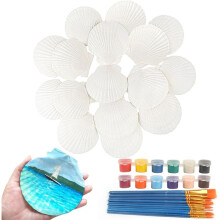 16 Coquillages Saint-Jacques, de 10 Ă 12 cm de Large, avec Pinceaux et Bandes de Peinture Acrylique
