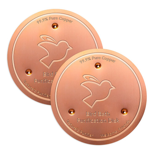2 Pack 99.99% Pure Copper Bird Bath Disk for Algae Reduction and YearRound Water Freshness