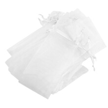 50pcs White Drawstring Organza Folding Hand Fan Pouch Party Wedding Favor Gift Bags