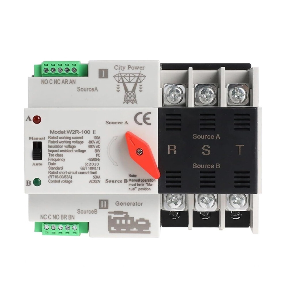 Automatic Transfer Switch 63A Three Phase Ats Din Rail Mounted Generator Changeover With Multiprotection 9455672108799