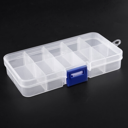 2X 10 Compartment Plastic Storage Box Transparent for Pearl Pin Jewelry Tools Small Accessories 1