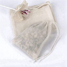 Lot de 100 Sacs En Coton avec Cordon de Serrage, Sacs En Mousseline, Sachets de Thé (4X3 Poues)