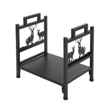 Firewood Rack Indoor Outdoor Steel Log Holder Black Iron Storage Stand with Durable Construction
