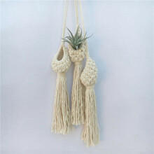 4X Boho Macrame Air Plant Hanger Tillandsia Hanging Basket Rope Holder Flower Home Decor (13CM)