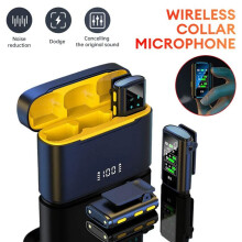 Wireless Lavalier Microphone Dual Noise Reduction Stereo Mic with Charging Case for Camera Smartphone Live Streaming