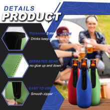 Beer Bottle Sleeves,Beer Bottle Cooler Sleeves Keep Drink Cold Zip- Extra Thick Neoprene Insulated Sleeve Cover