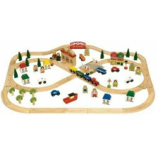 Conjunto de trem urbano e rural - BIGJIGS - Brinquedo infantil - Madeira - Misto - Multicolor