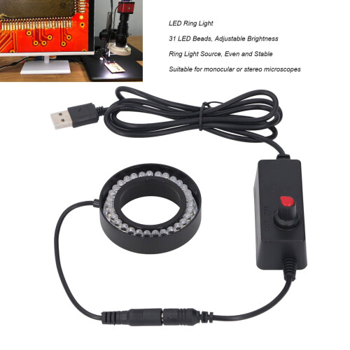 31 LED Microscope LED Ring Light USB Powered with Adjustable Brightness for Stereo Optical Inspection 2