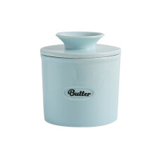 Ceramic Butter & Cheese Jar 1211cm, White/Blue/Black 900g