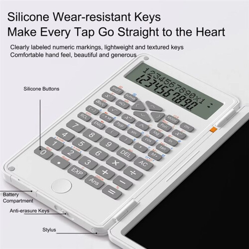 Scientific Calculator 12-Digit Large Display Calculator with Notepad Foldable Calculator with Hand Writing Board 2