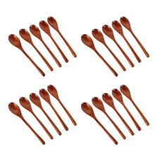 Spoons Wooden Soup Spoon 20 Pieces Eco Friendly Tableware Natural Ellipse Wooden Ladle Spoon Set with Case