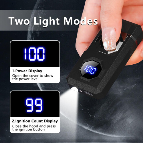 Electric Candle Lighter with Windproof Plasma Arc, TypeC Rechargeable, LED Display Matte Black 1