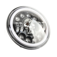 7in Motorcycle Skull Headlight 30W White Waterproof LED Universal