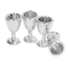 Dollhouse Mini Champagne Cups 4Pcs Silver 1:12 Scale Miniature Glasses Set