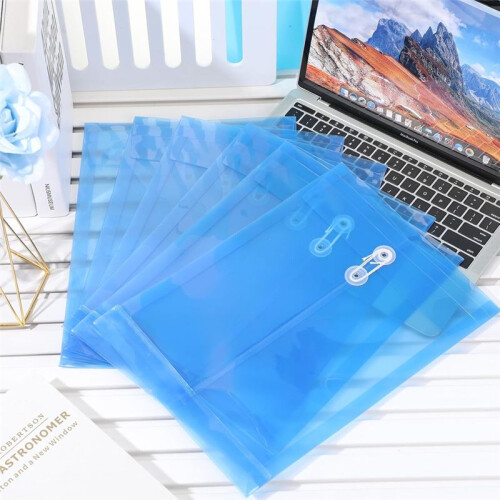 12PCS Plastic File Folders for Documents,A4 Plastic Envelopes Folders with Snap Closure and String Tie,for School Home A 1
