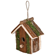 Weather Resistant Wooden Birdhouse with Rustic Charm, Hanging Small Bird House for Outdoor Garden Decor 6.9x4.3x3.5in