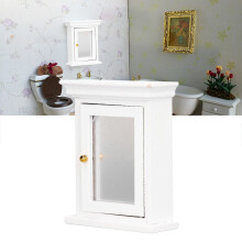 1:12 Scale Dollhouse Mirrored White Cabinet Bathroom Miniature Furniture