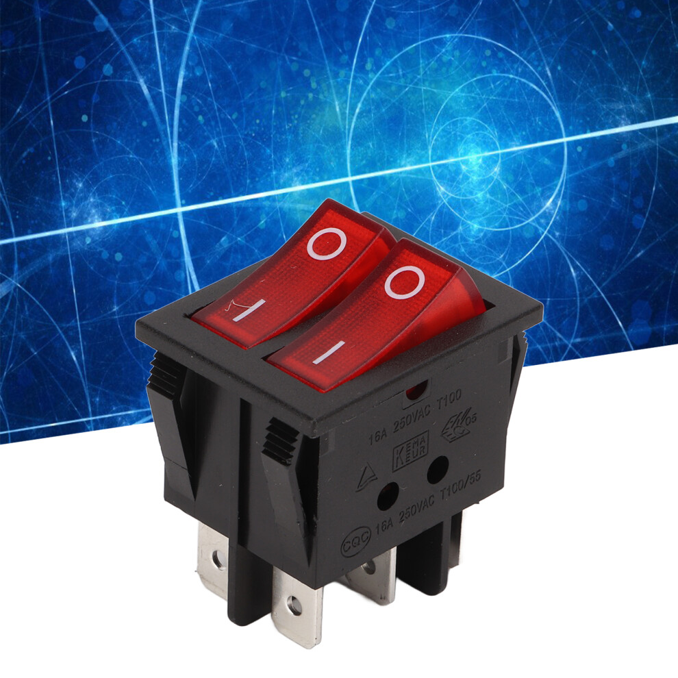 16A 125/250Vac Double Control Red Led Rocker Switch Panel For Vehicles & Home 9391390413138