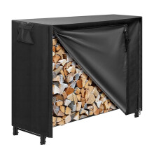 4ft Waterproof Firewood Rack Cover Heavy Duty 600D Oxford Outdoor Log Storage with Zipper