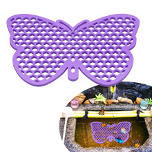 Bee Watering Station with Honeycomb Floating Bath Island for Garden Pollinators, Purple