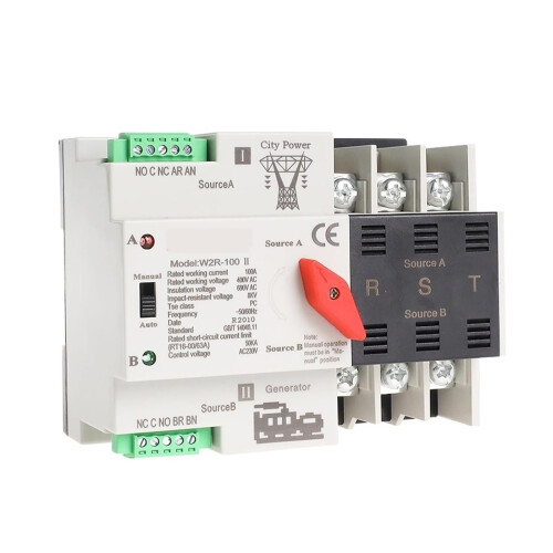 Automatic Transfer Switch 63A Three Phase ATS Din Rail Mounted Generator Changeover with MultiProtection 1