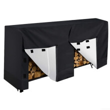 Waterproof Firewood Rack Cover Heavy Duty Oxford Outdoor Weatherproof Protector Black 244x61x107cm