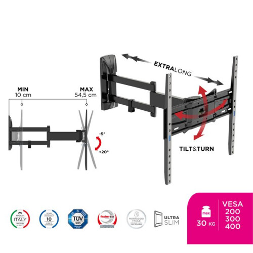 Meliconi SP 400SDR PLUS FB suporte de parede giratório e inclinável para TVs de 40 a 82 polegadas 2