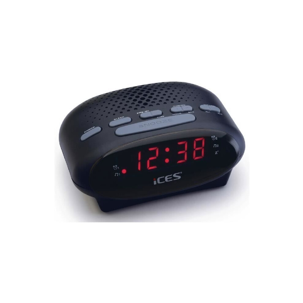 iCES ICR-210 BLACK - Uhrenradio - Radiowecker mit Stromkabel - 2 Weckzeiten | ICR-210 - PLL FM - Schlummerfunktion - Sleeptimer - Gangreserve - kompakt - schwarz - Bild 4