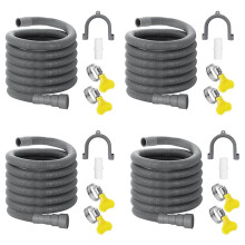 4X Verlengingsset Afvoerslang Universele Wasmachineslang 3,5 Meter, Inclusief Beugelslangconnector en Slangklemmen Afvoerslangen
