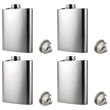 4X Hip Flask with Funnel, 4 Oz Stainless Steel Whiskey Flask  Leak Proof, Portable Pocket Hip Flask for Men
