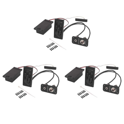 3X Electric Violin Pickup Piezo Preamp Accessory with Active Tone System Brass
