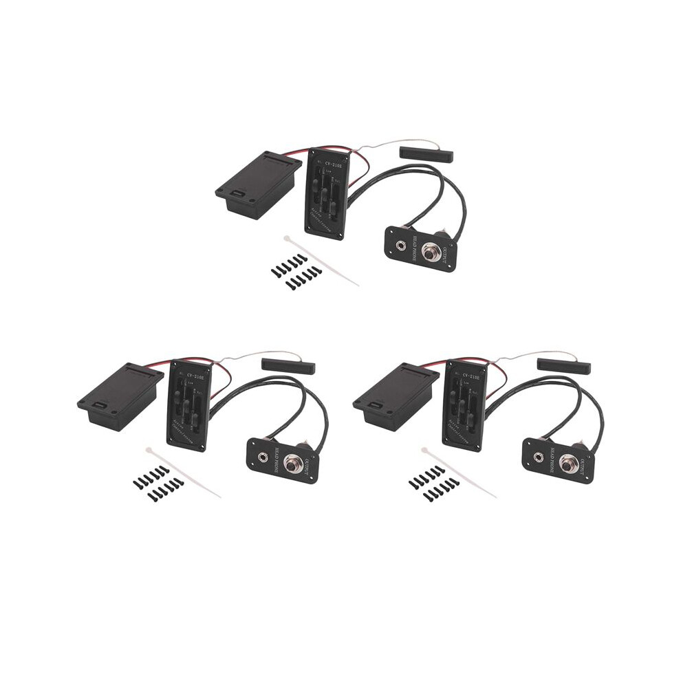 3X Electric Violin Pickup Piezo Preamp Accessory With Active Tone System Brass 6032218150769