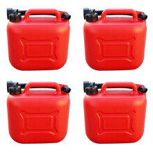 4X 5L Car Fuel Tank Can Spare Plastic Petrol Gas Container Anti-Static Fuel Carrier with Pipe for Car Travel